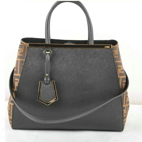 F2552M Fendi 2Jours Saffiiano Pelle Tessuto Tote Bag F2552M Bla